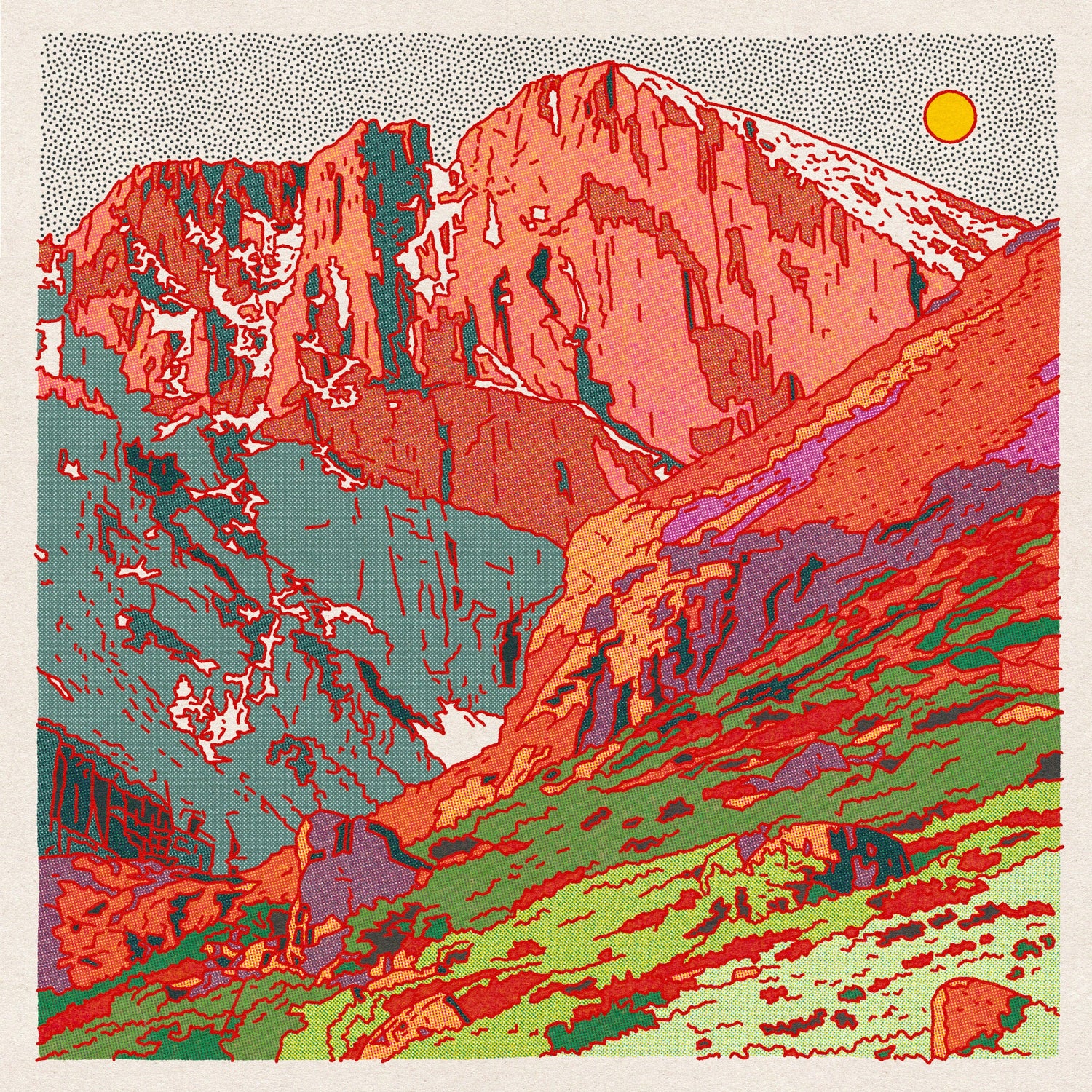 artwork by caroline clark of mountains