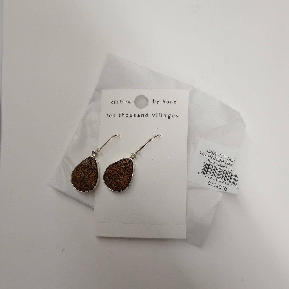 * Carved Gourd Teardrop Earrings - MST GoodsTen Thousand Villages