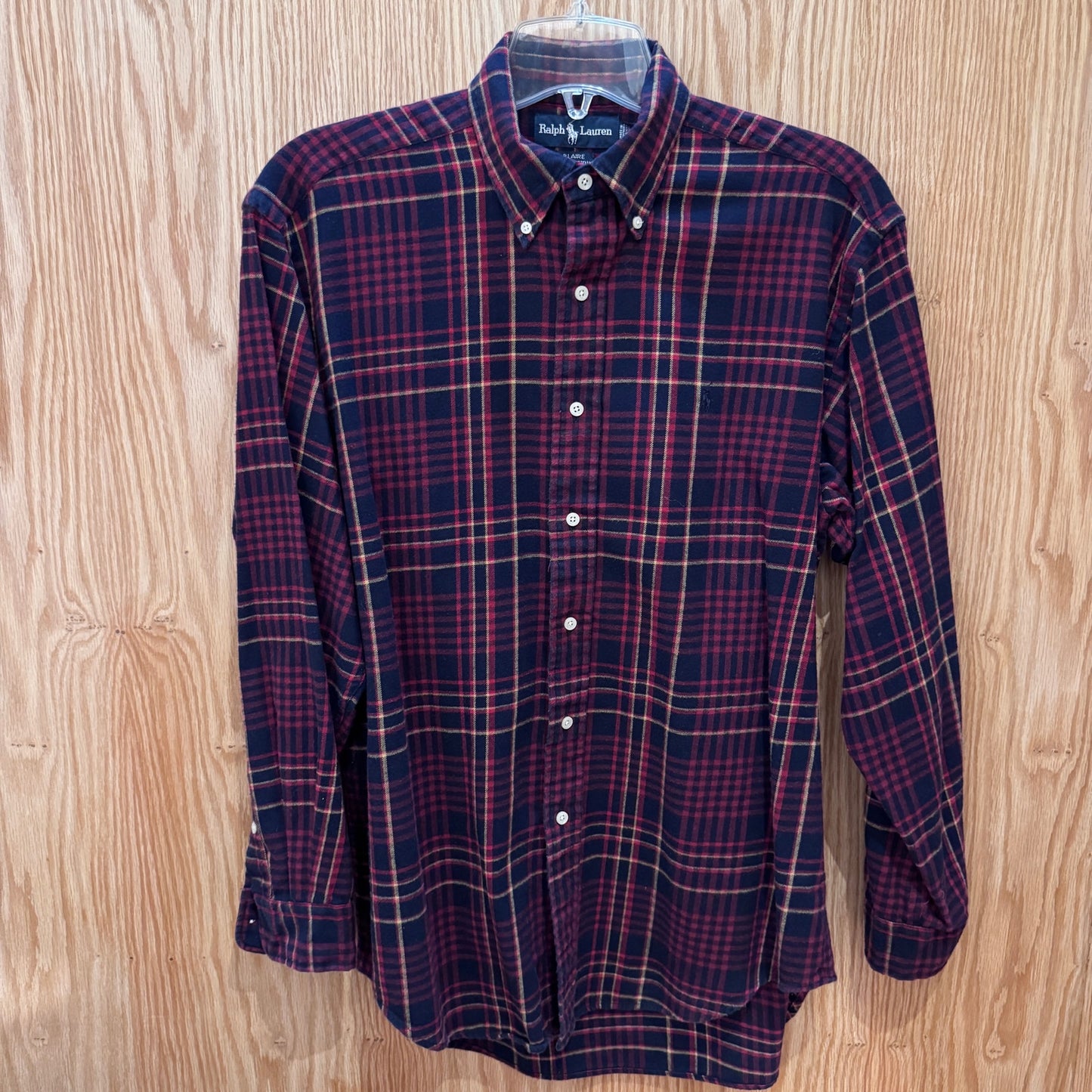 Vintage 1990s Ralph Lauren Flannel Cotton Soft Heavy M Blair Men's Plaid Red