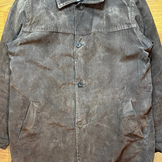 Vintage D'Carlo Suede Leather Jacket Sherpa Lined Brown Men's Large