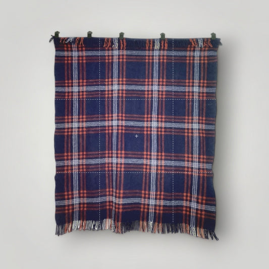 Vtg Antique Pendleton Cayuse Indian Blanket Plaid Fringe Red Blue White 1920s