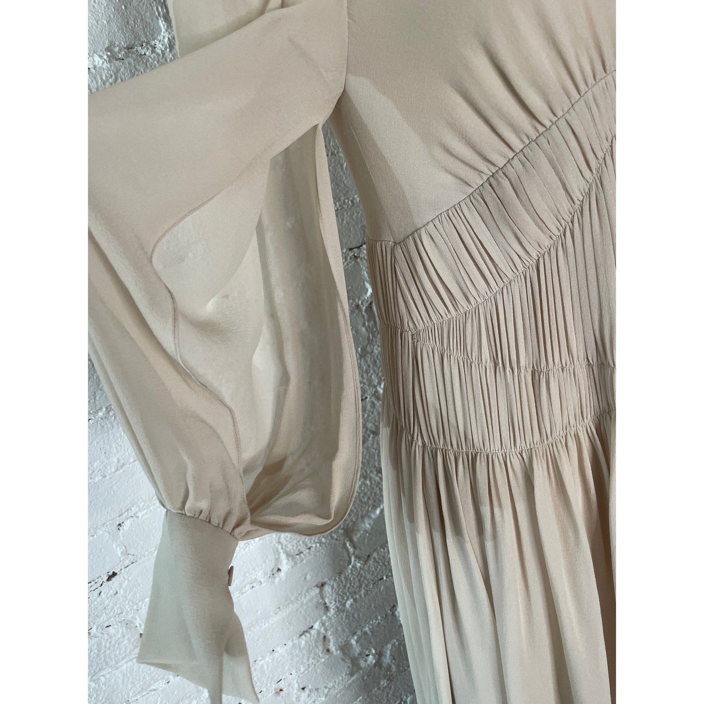 Couture Stella McCartney Carleigh Silk Georgette Maxi Dress Taupe 40 $2600 - MST GoodsStella McCartney