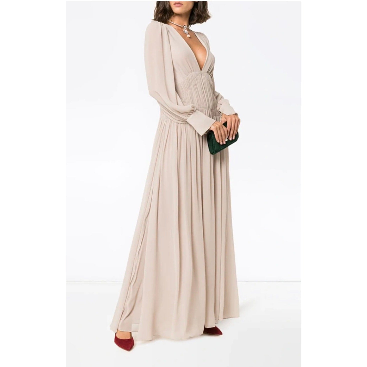 Couture Stella McCartney Carleigh Silk Georgette Maxi Dress Taupe 40 $2600 - MST GoodsStella McCartney