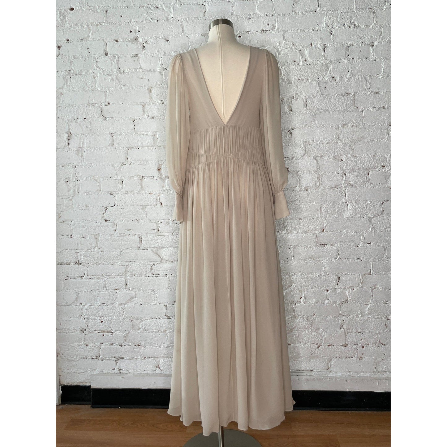 Couture Stella McCartney Carleigh Silk Georgette Maxi Dress Taupe 40 $2600 - MST GoodsStella McCartney