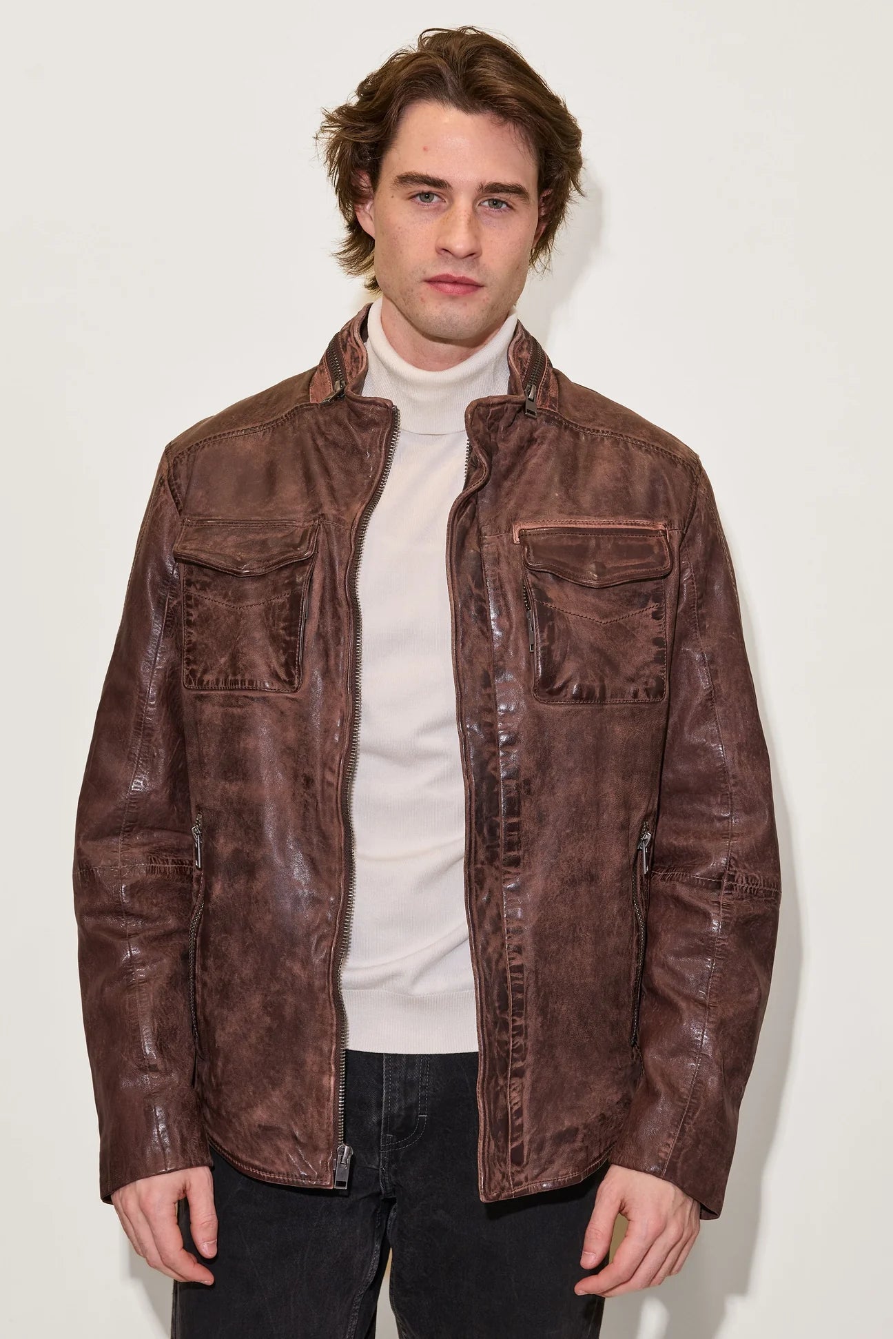 Cove Leather Jacket Dark Brown UF - MST GoodsMauritius