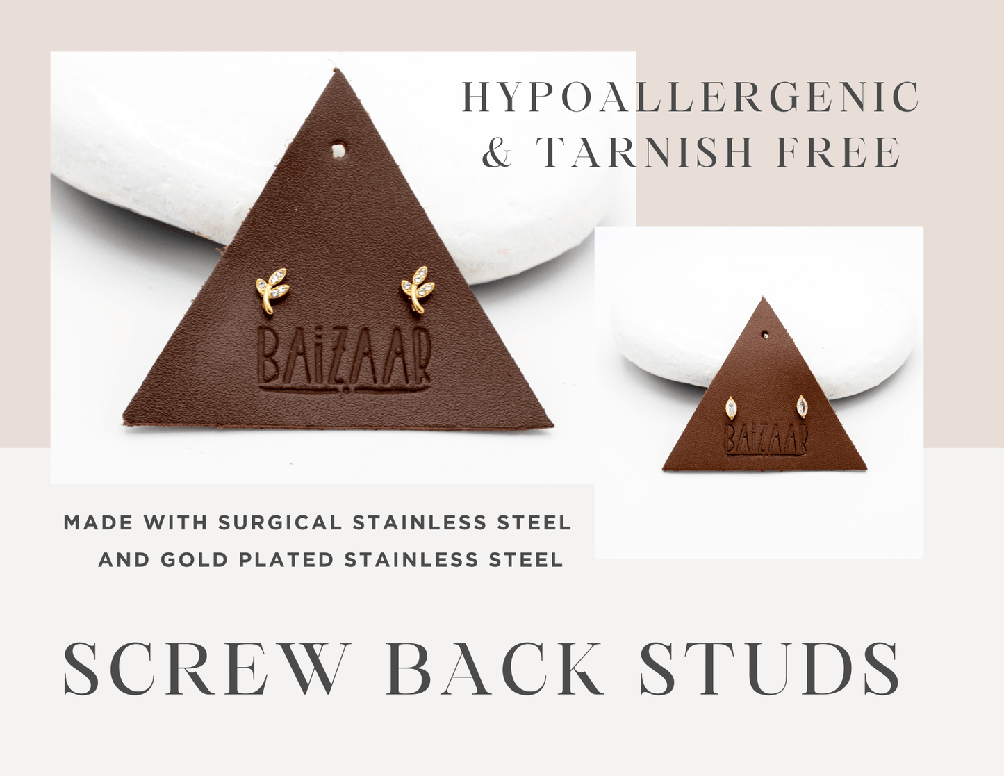 Crystal Leaf Screw Back Stud - MST GoodsBaizaar