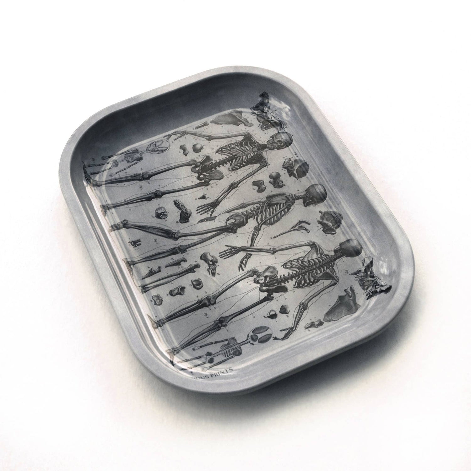 gray ritual tray with skeletons made by curious prints