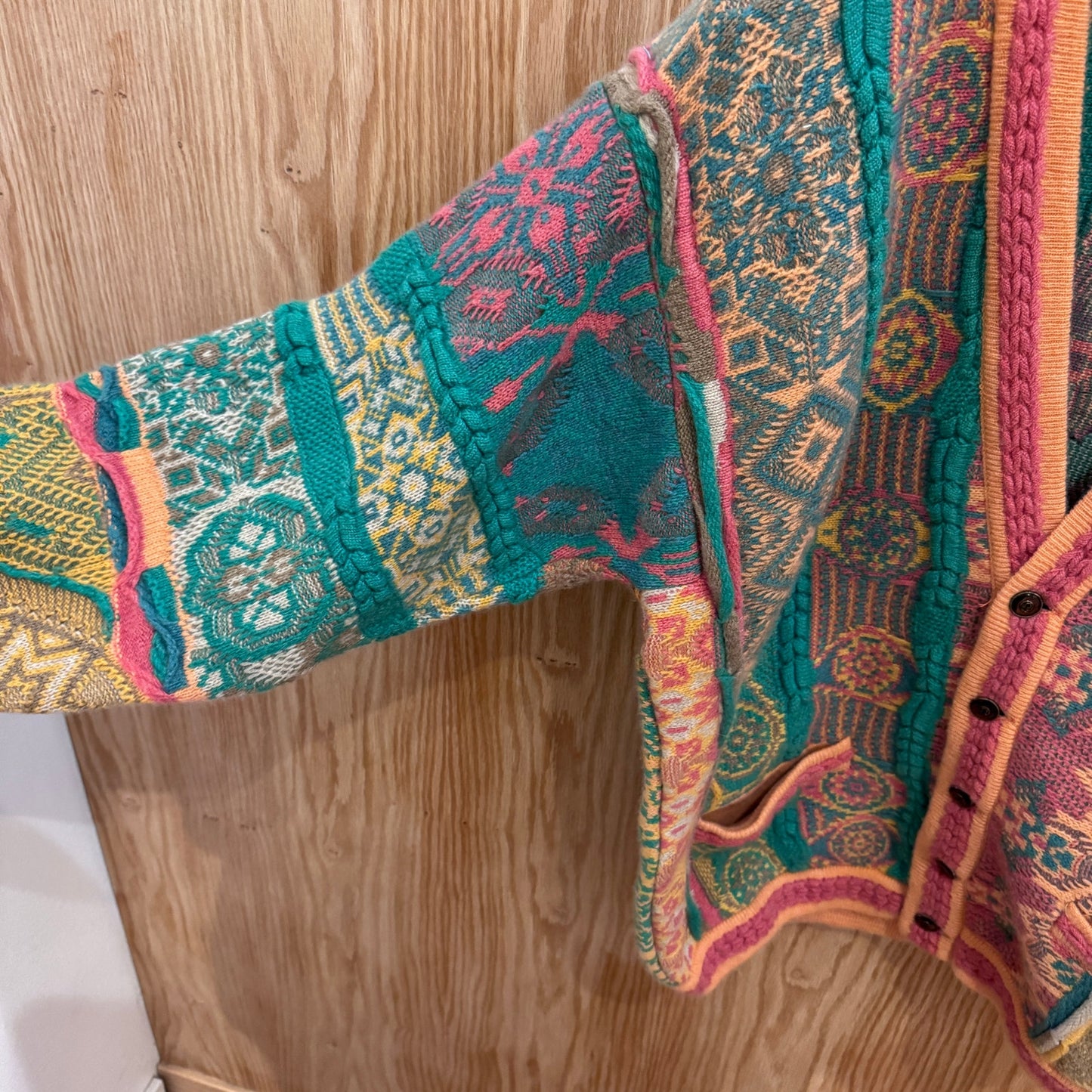 Vintage Coogi Cardigan Sweater 100% Cashmere 1990s Pastel Button Soft M