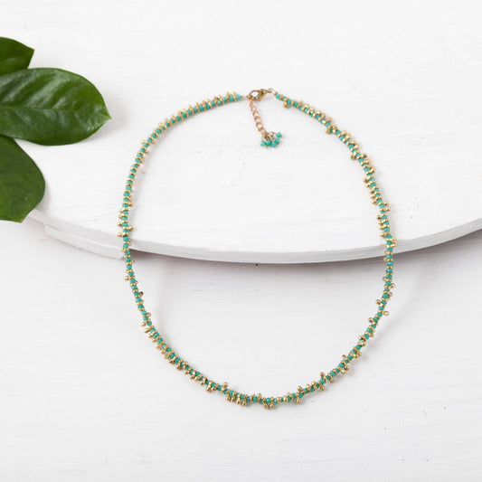 Brass Beaded Short Color Pop Necklace - Best Seller