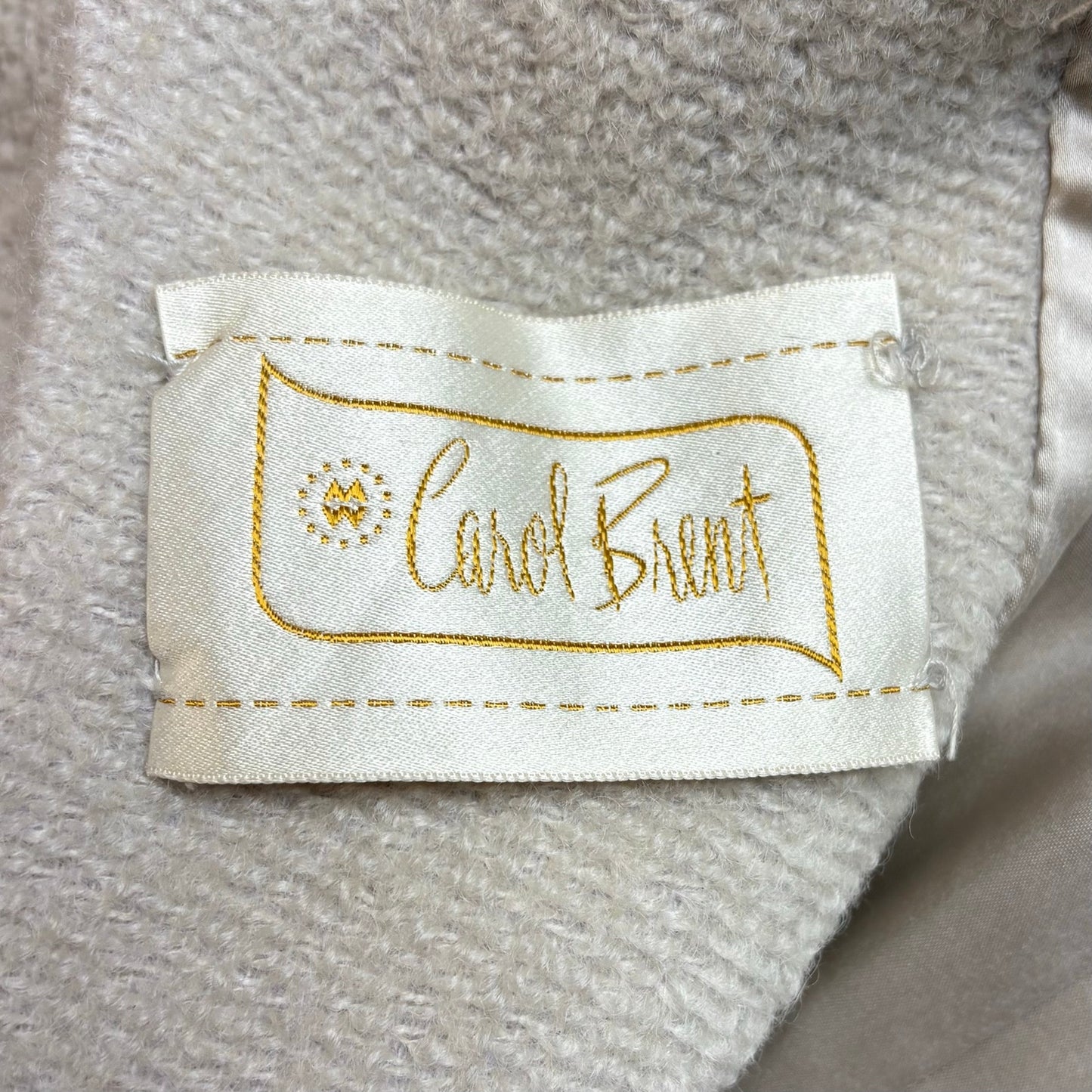 Vintage 1960s Carol Brent Wool Coat Womens Medium Ivory Fur Mink Collar Long