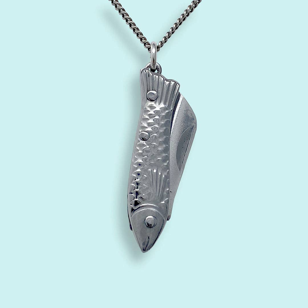 Small Silver Fish Knife Necklace