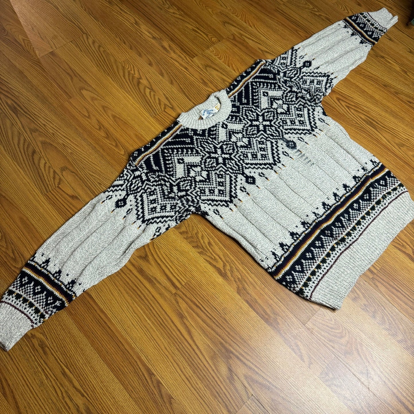 Hampton Bay Trading Company Sweater Fair Isle Crewneck Men's Large Heather Gray