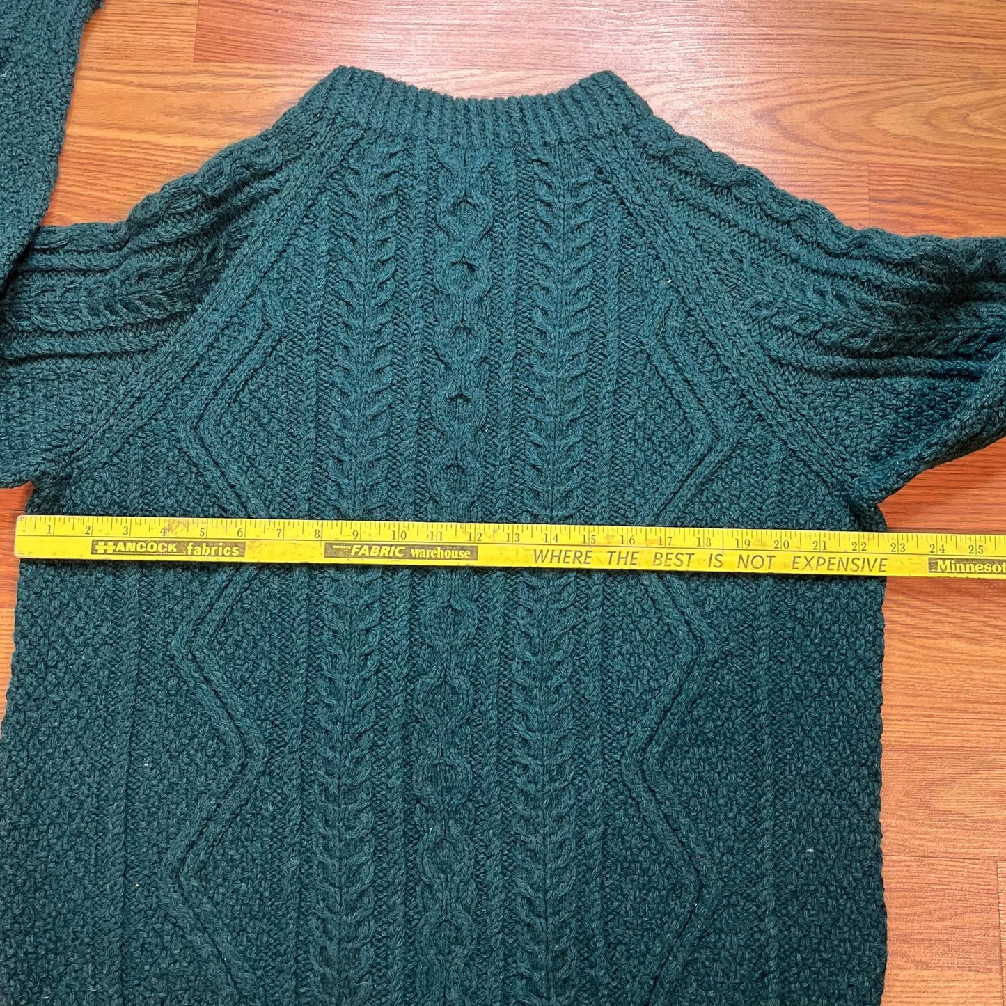 Vintage Handmade Fisherman Sweater Forest Green Mens XL Heavyweight Wool