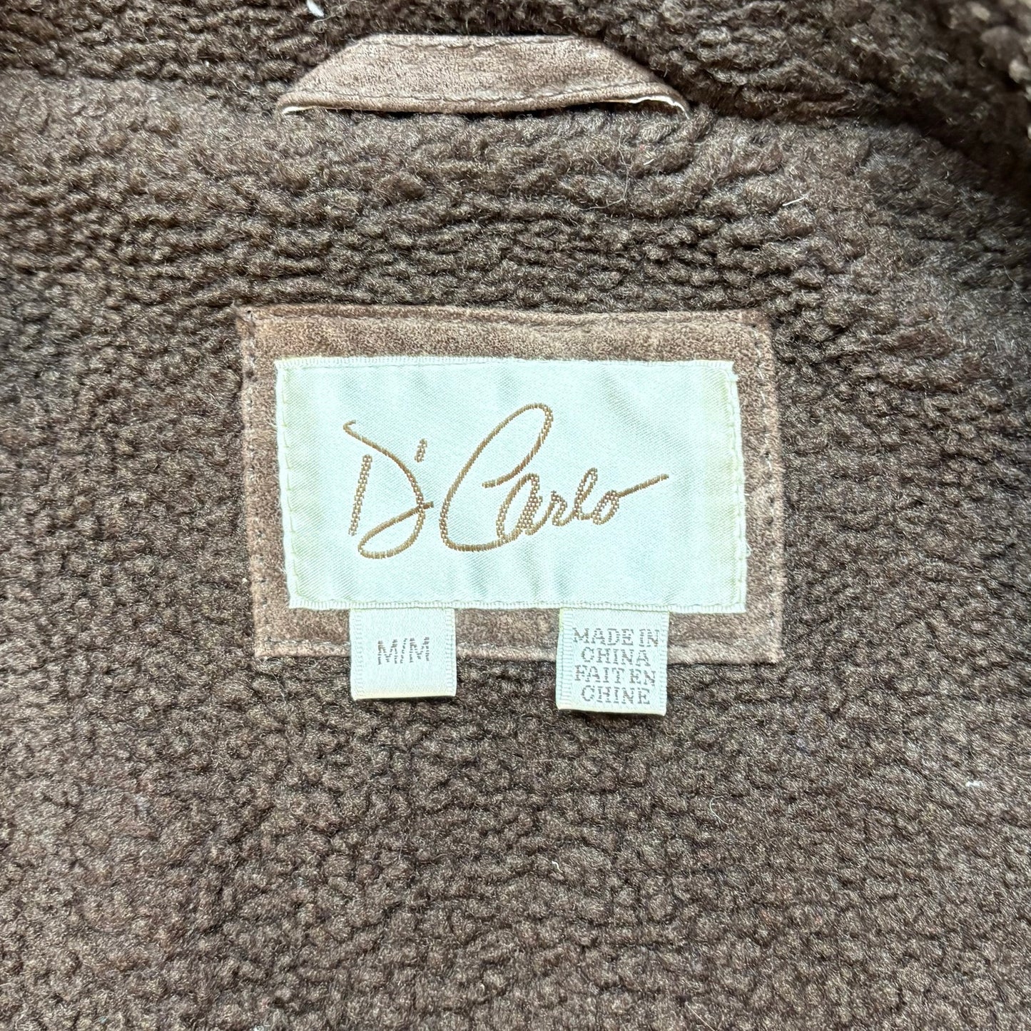 Vintage D'Carlo Suede Leather Jacket Sherpa Lined Brown Men's Large
