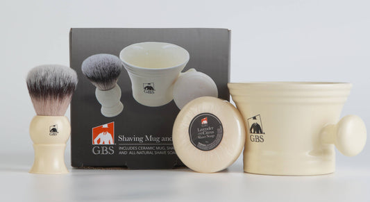 GBS 3 Piece  Mug, brush and Shaving soap Set