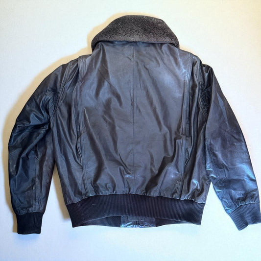 Vintage Flight Jacket Mouton Collar Deerskin Leather Colonel Vietnam size 44 XL