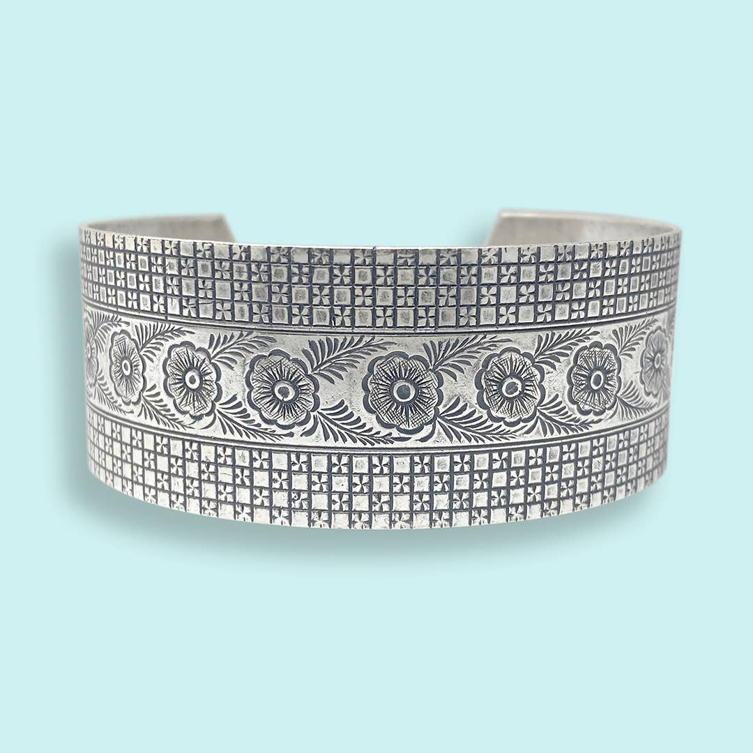 Silver Garden Party Cuff Bracelet, silver plated
