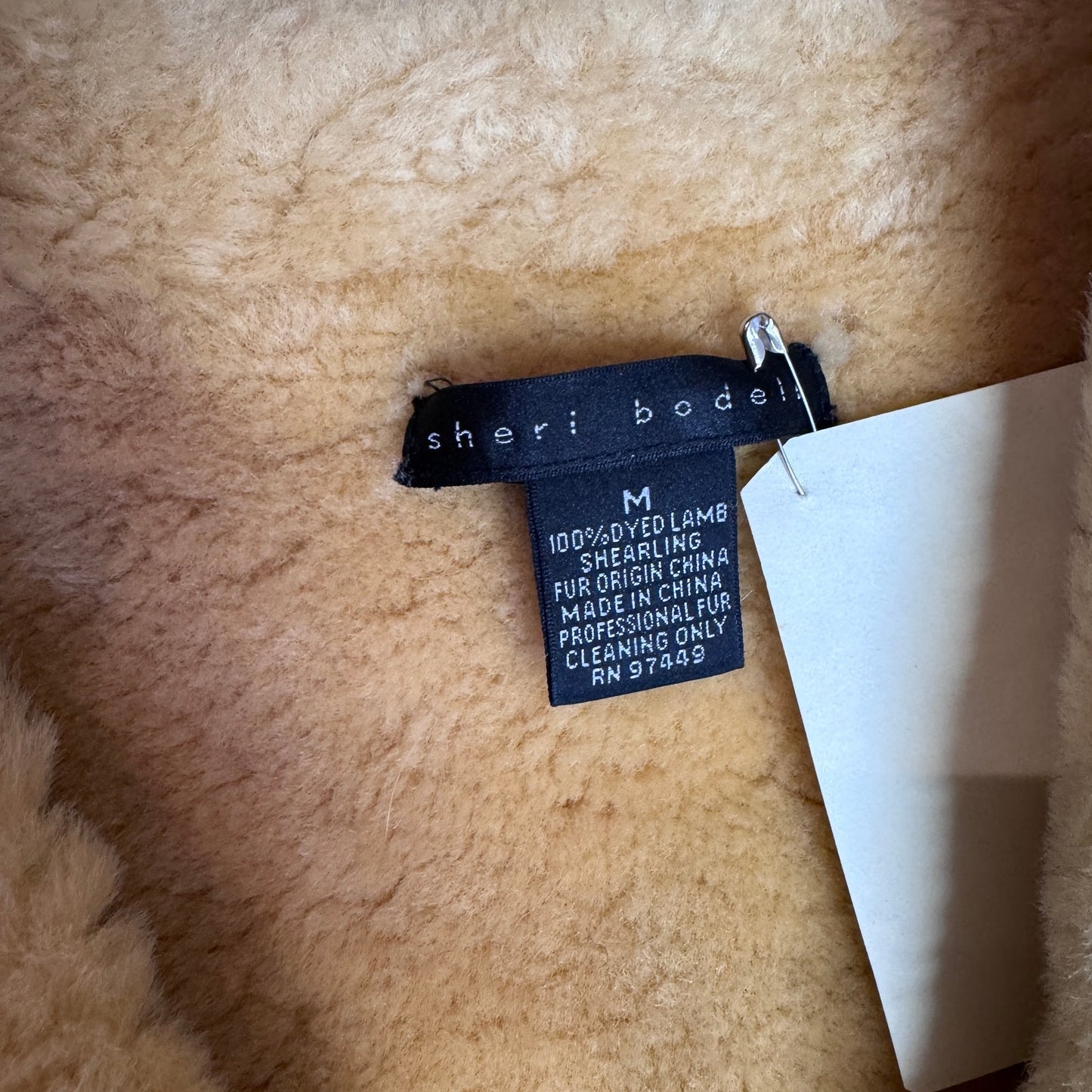 Vintage Sheepskin Shearling Single Breasted Short Coat Brown Tan Women's Small