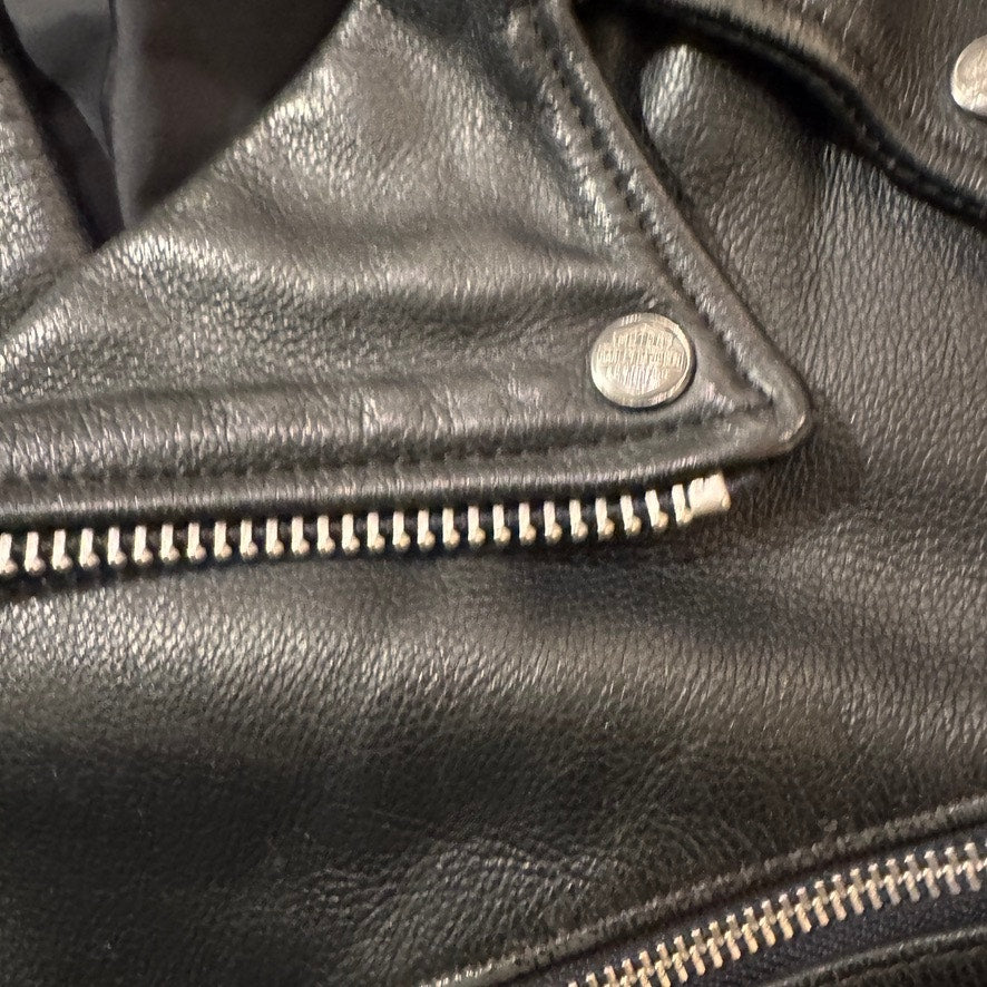 Harley Davidson Black Leather Moto Jacket Motorcycle Mens Size XL Asymmetrical