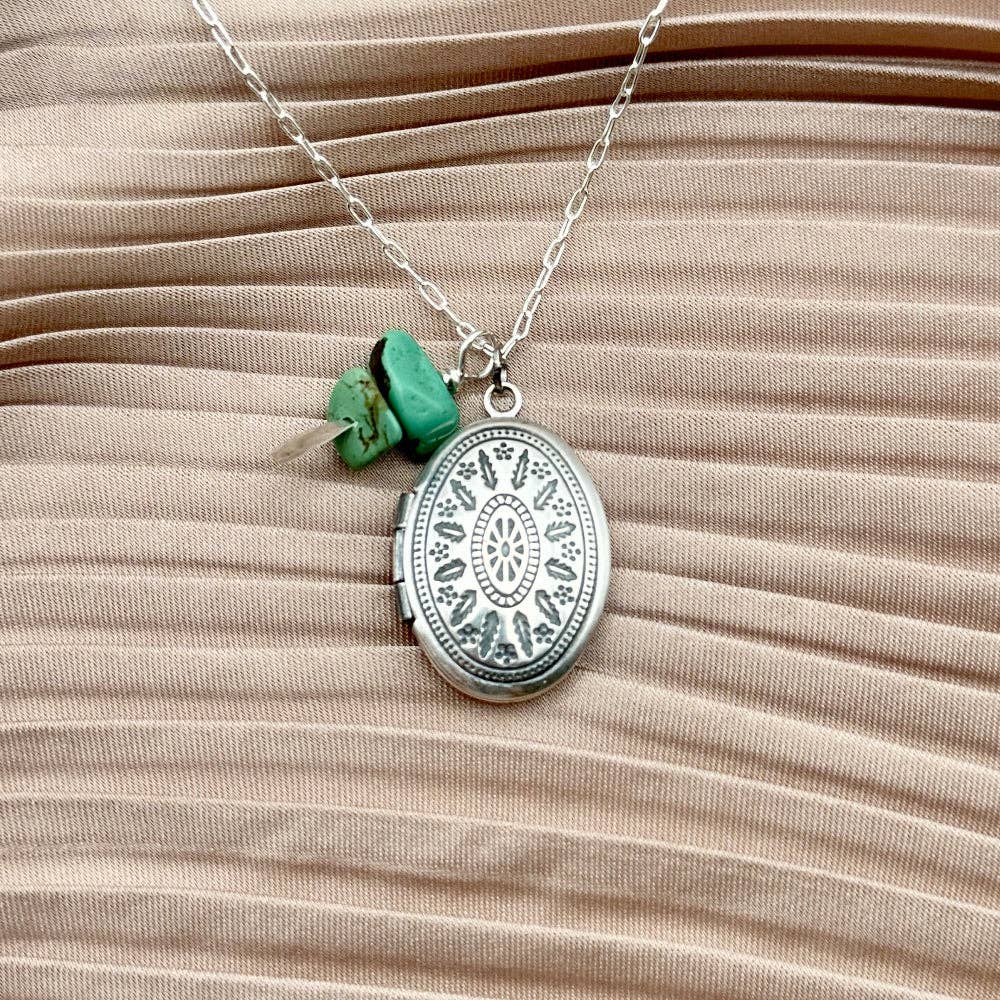 Handmade Capsule Locket Necklace (Turquoise)