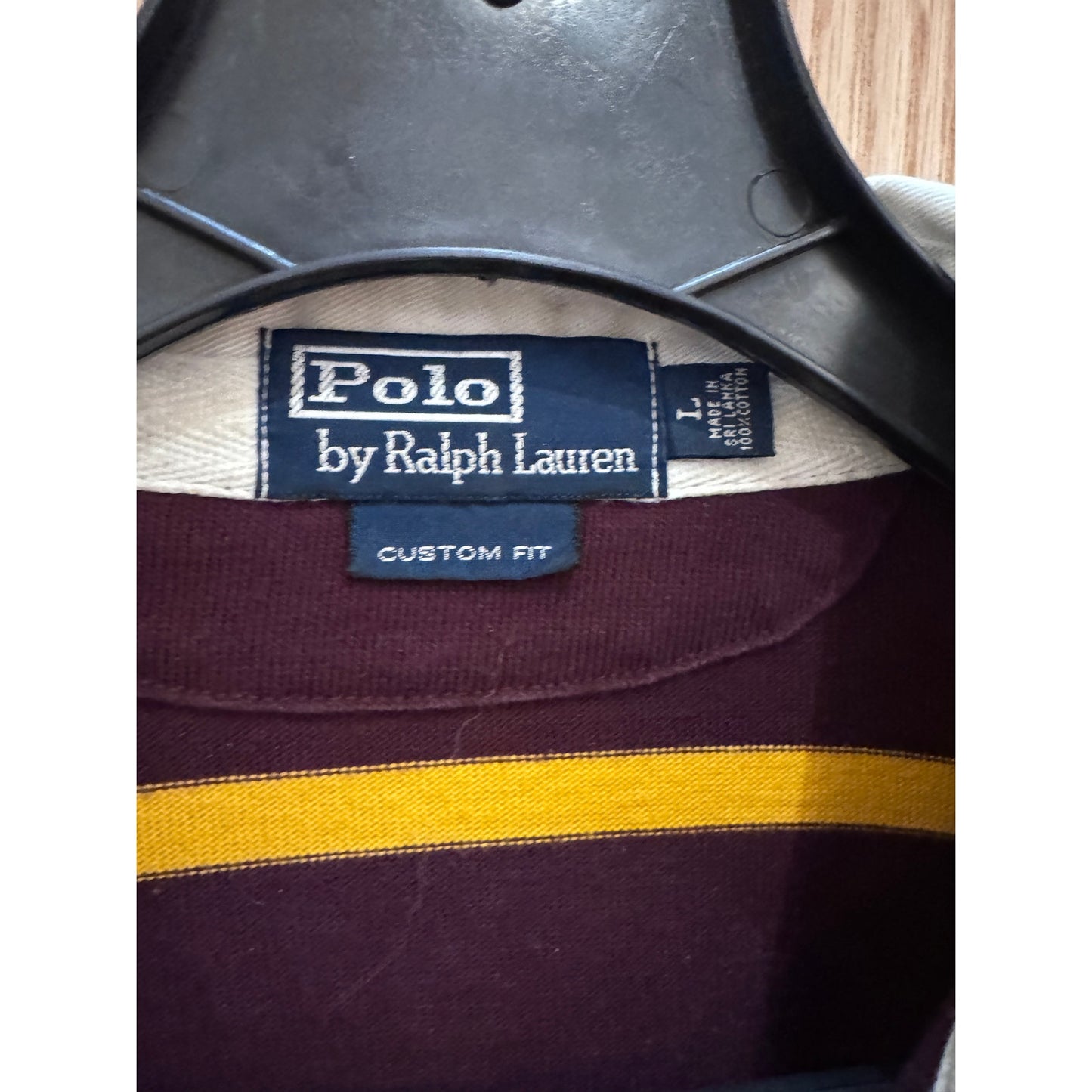 Vintage Top Polo Burgundy Yellow Green Rugby Ralph Lauren Men's L