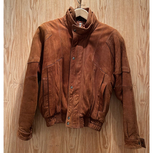 Vintage 1980s Saxony Brown Leather Suede Jacket Chestnut Large Men's