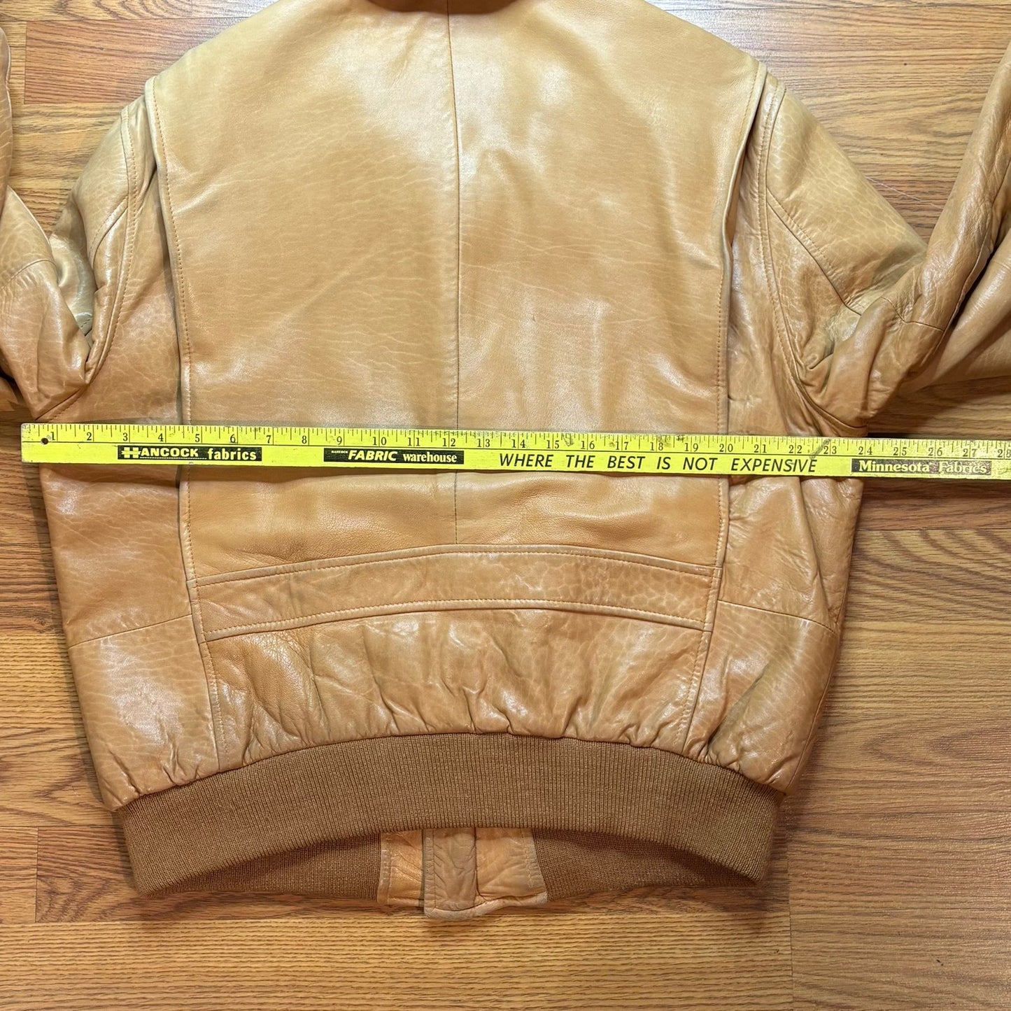 Vintage 1980s Remy Leather Bomber Tan Jacket Mens Large USA Shearling Collar