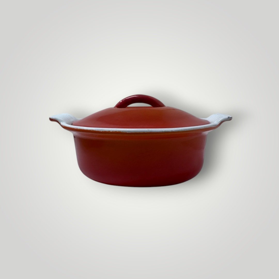 Descoware Belgium FE18 RED ORANGE FLAME Mini Dutch Oven Cast Iron Enamelware - MST Goodsdescoware