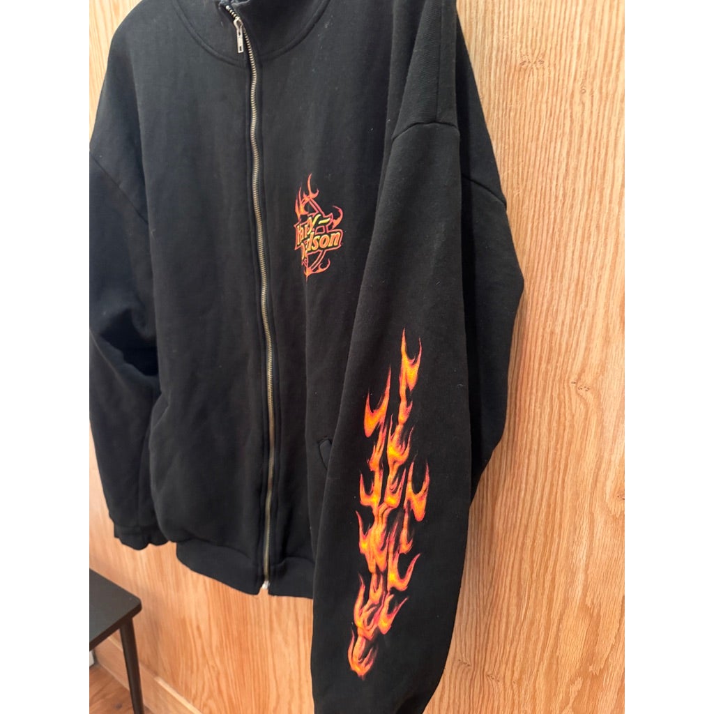 Vintage Harley Davidson Sweatshirt Made in USA Flames Junction City Kansas XL