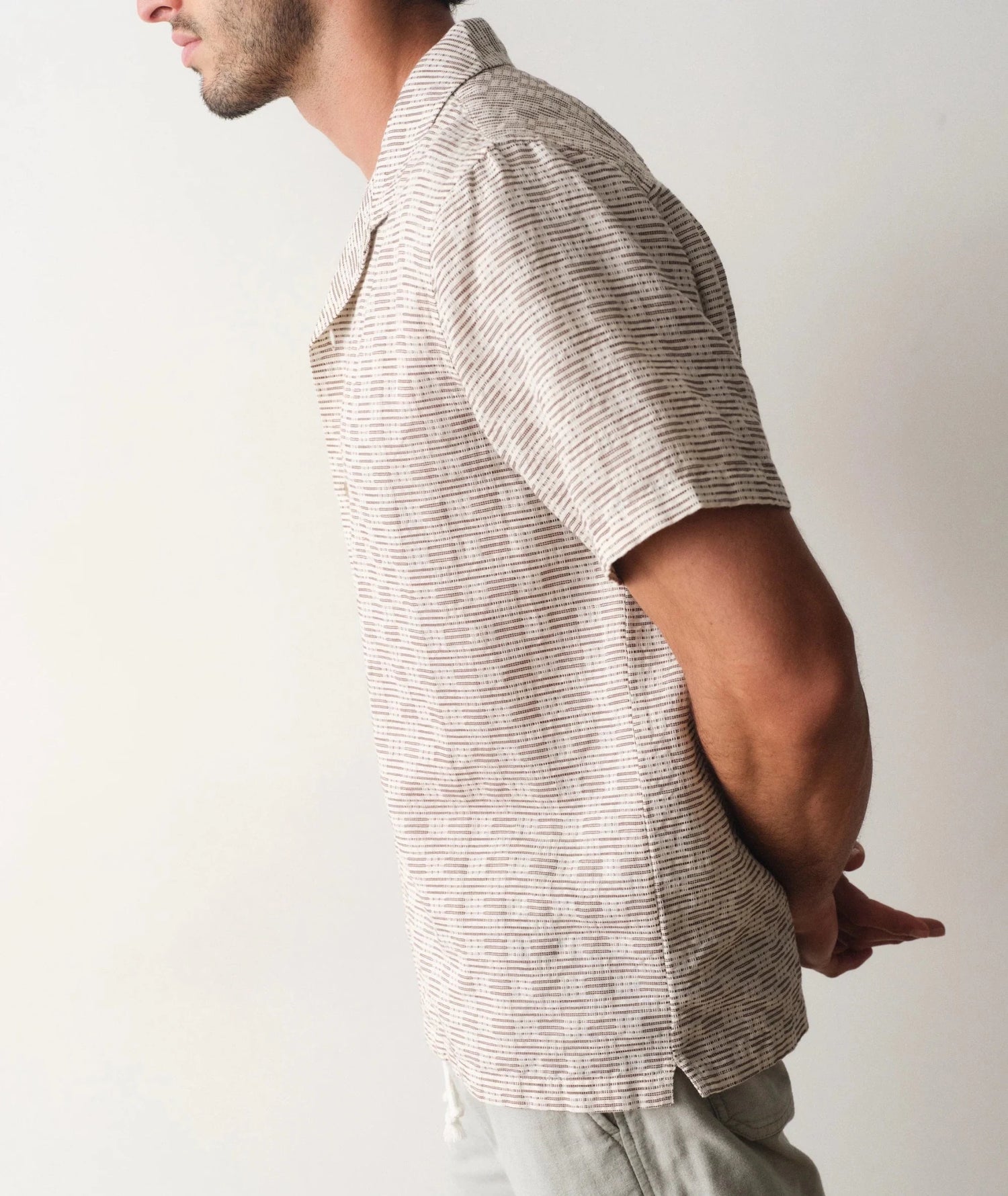Dobby Resort Shirt - Natural Brown Check - MST GoodsMarine Layer