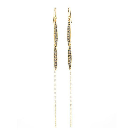 Double Crystal Leaf Earrings 18k GP - MST GoodsRebel Designs