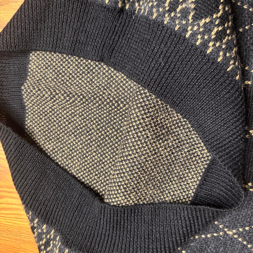 Le Collezioni Structure Sweater Argyle Wool Blend Thick Knit Men's Large