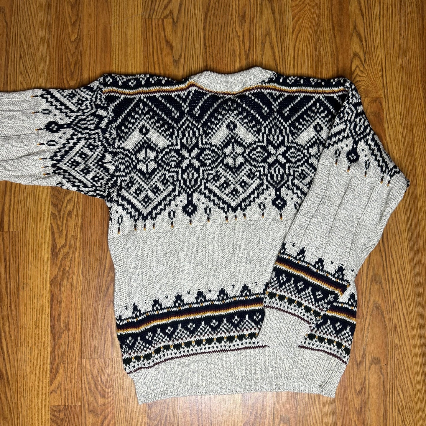 Hampton Bay Trading Company Sweater Fair Isle Crewneck Men's Large Heather Gray