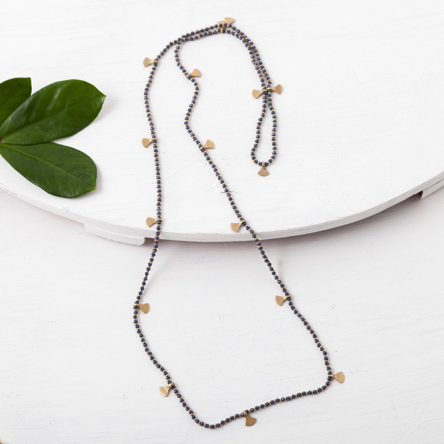 Beaded Brass Fan Necklace - Best Seller