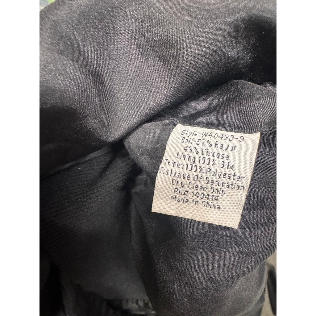 Johnny Was Workshop Satin Silk Bomber Jacket Embridered Animals XS Oversized