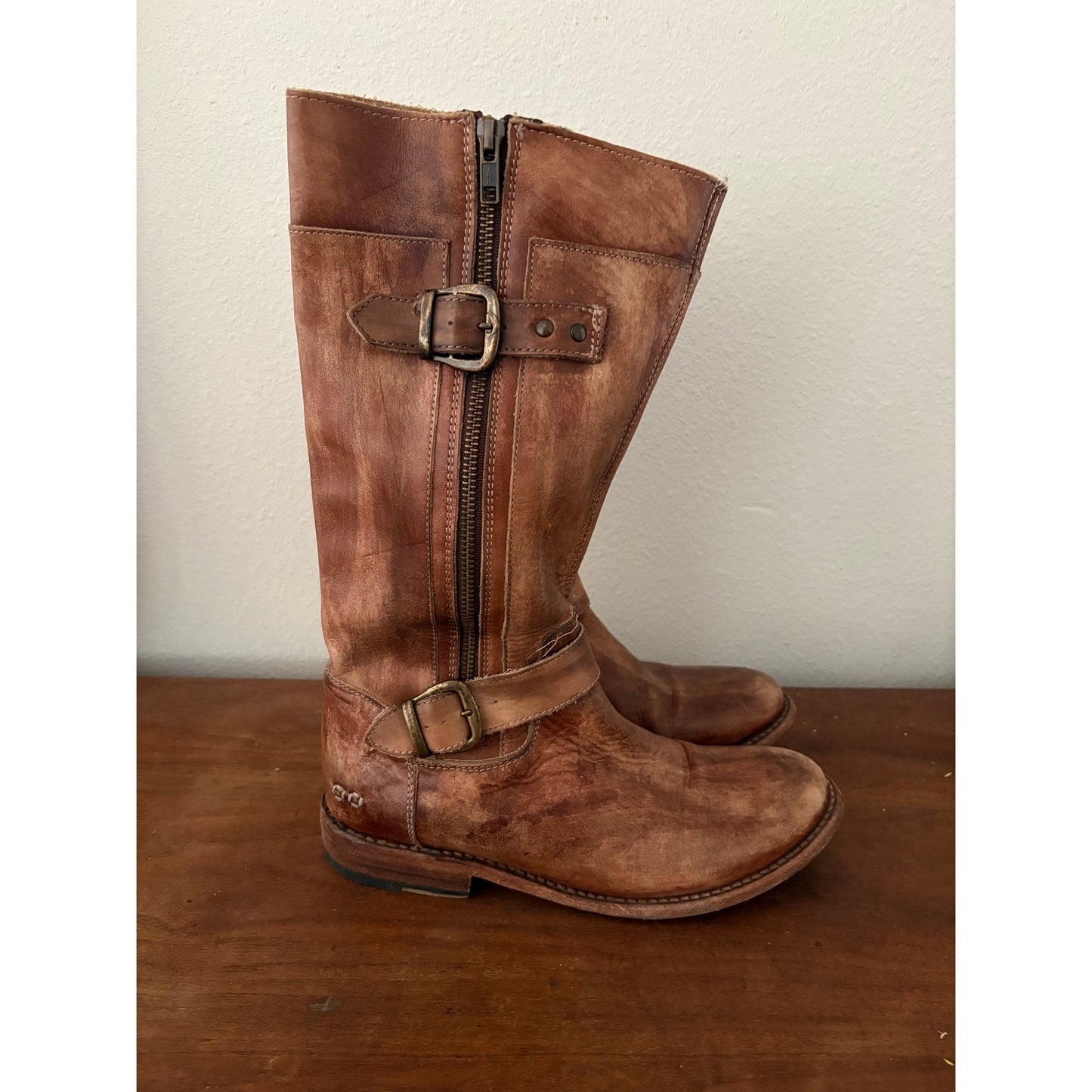 BedStu Gogo Lug Boots Size 9 Cobbler Series Tall Leather Distressed