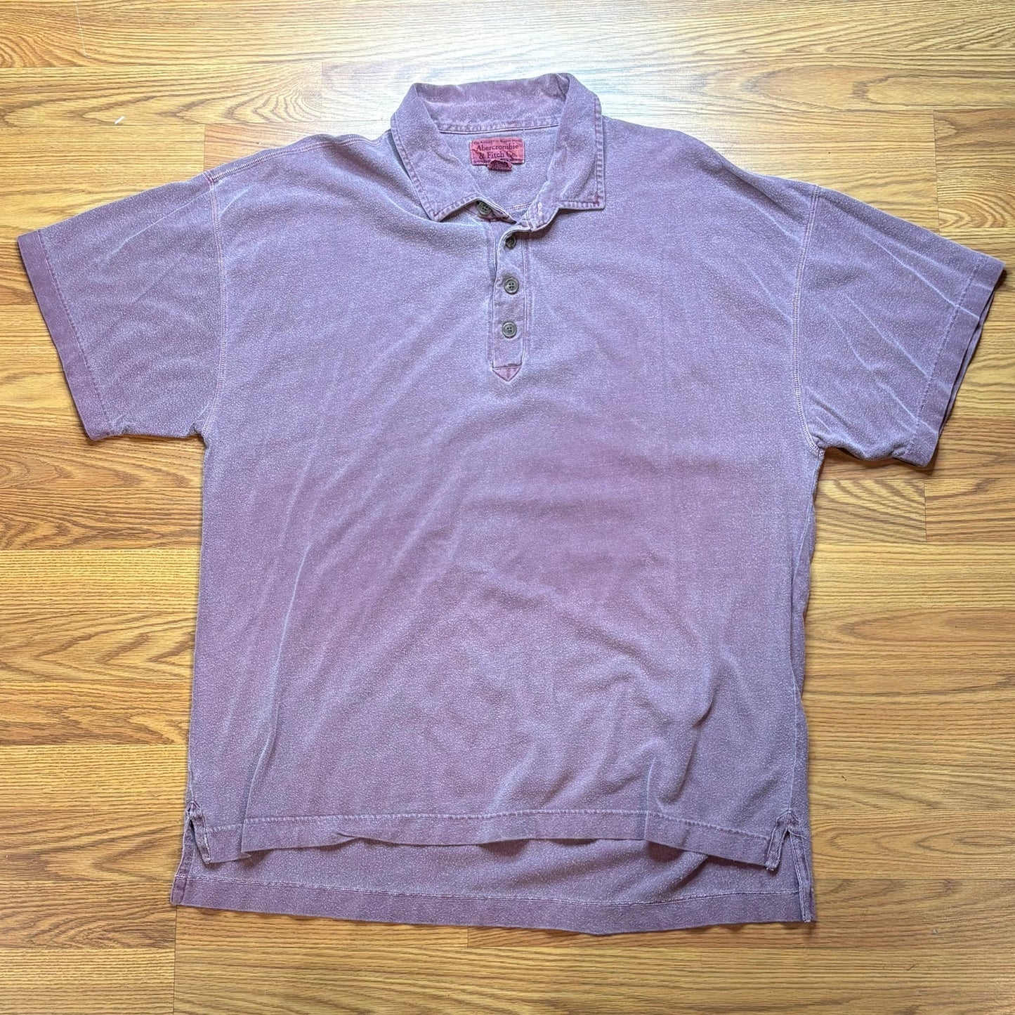 Vintage Y2K Abercrombie & Fitch Garment Dyed Purple Polo Shirt Mens XL Tall Fade