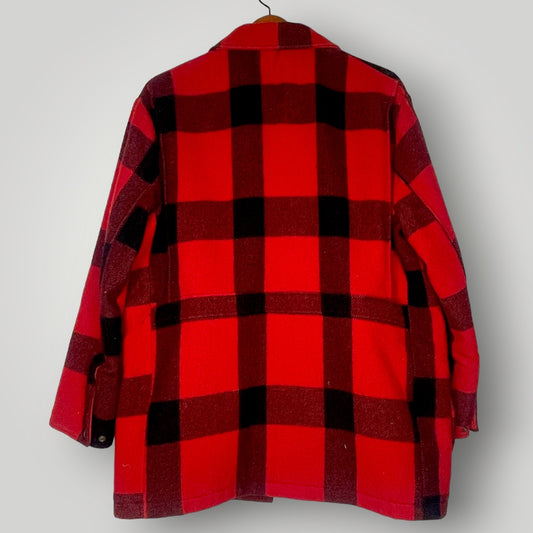 Vintage 1990s Woolrich Buffalo Plaid Wool Mackinaw Hunting Coat Jacket Size M