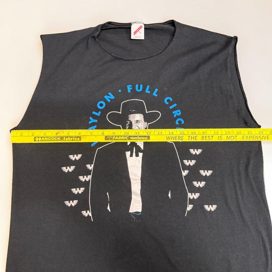 Vintage Top Waylon Jennings Full Circle Cutoff T-shirt Black Blue Jerzees