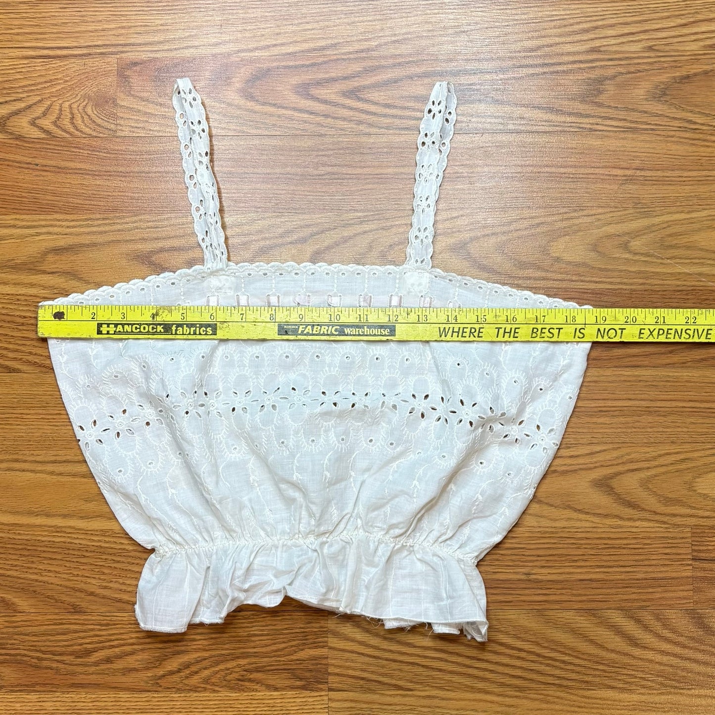 Vintage Eyelet Embroidered White Camisole Babydoll Tank Top Boho Coquette M
