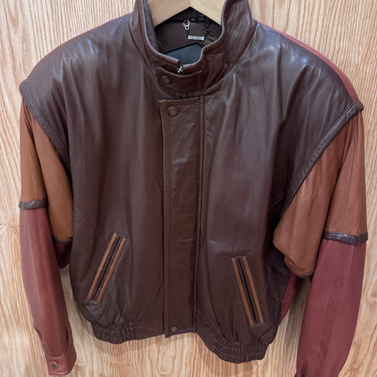 Vintage Saxony Leather Comber Monochrome Brown Men's L Rare Immaculate