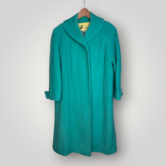 Vintage Rothmoor Wool Coat Vibrant Teal 1960s Swing Bright Women's Large