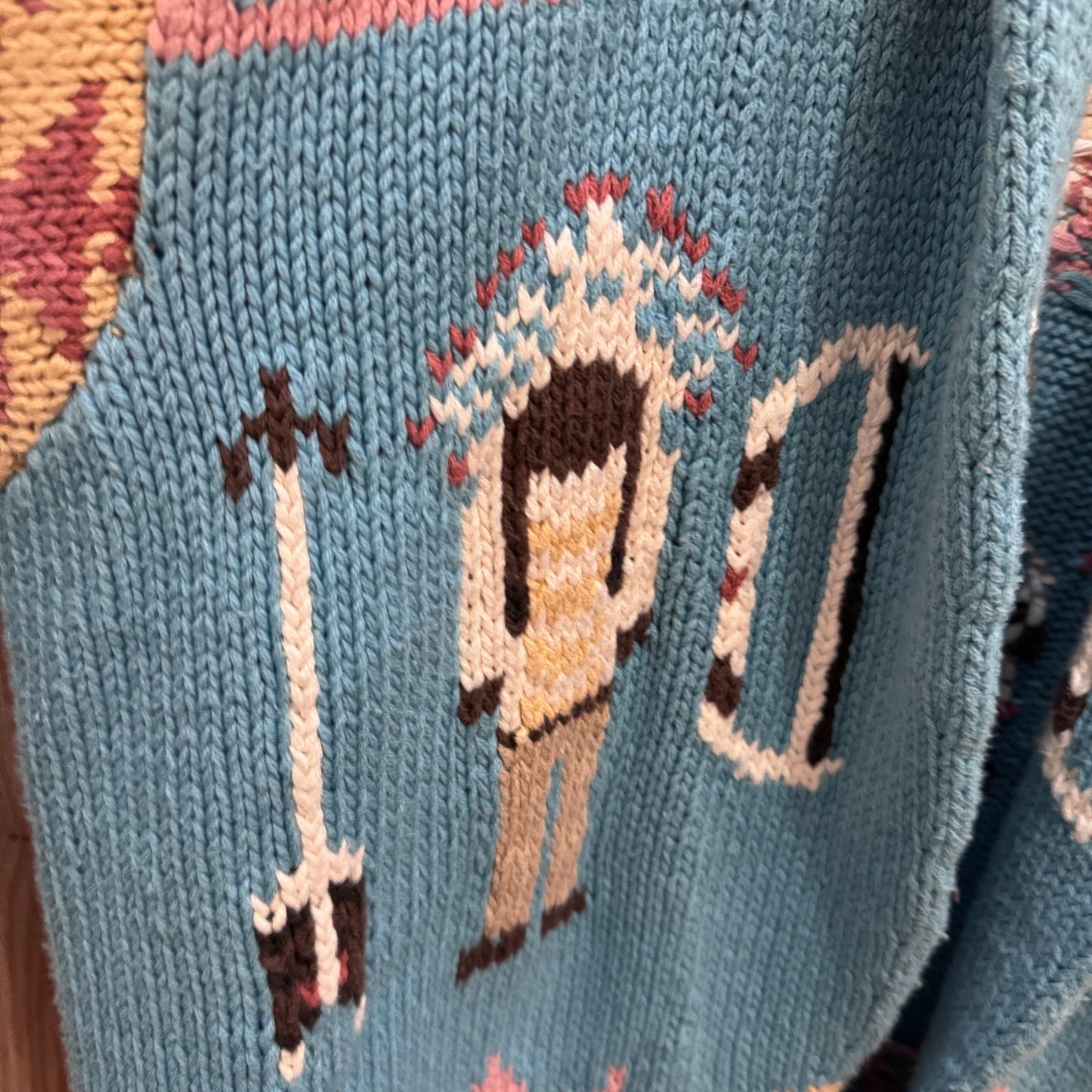 Vintage 90s Ralph Lauren Country Turquoise Southwestern Concho Cardigan Sweater