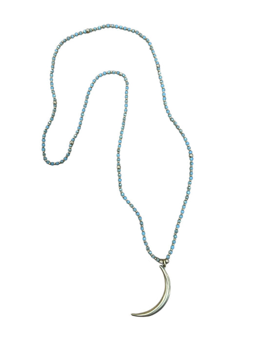 Brass Beaded Crescent Necklace