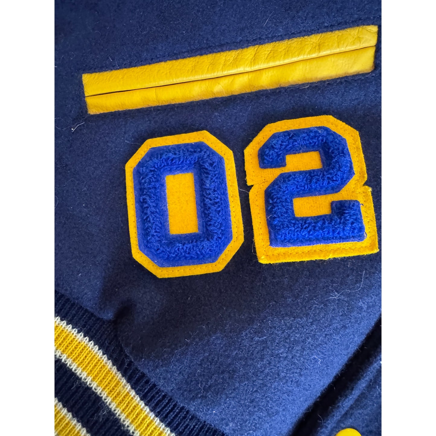 Vintage Varsity Rams Letterman Jacket Pins Y2K 2002 Blue Yellow Men's XL
