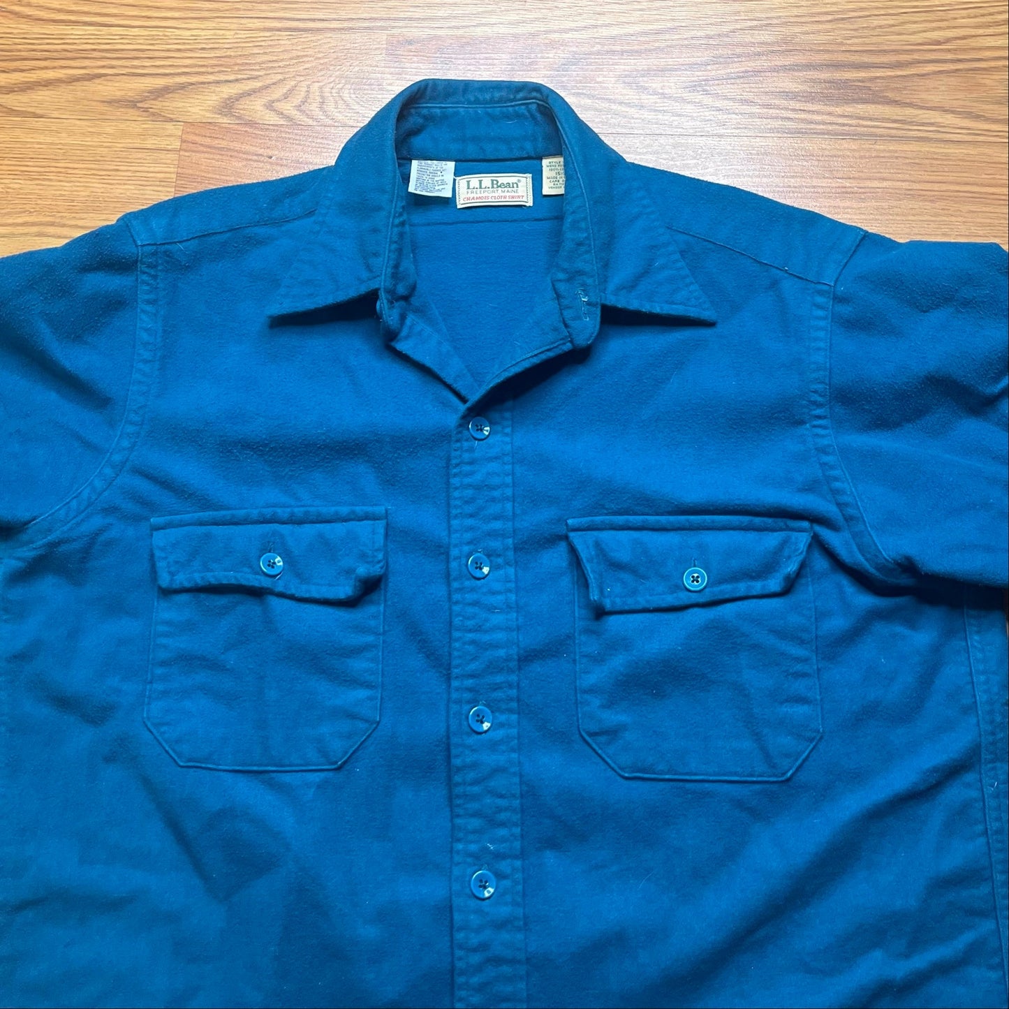 Vtg 1990s LL Bean Chamois Cloth Shirt USA Made Blue Heavy Flannel Workwear Men L