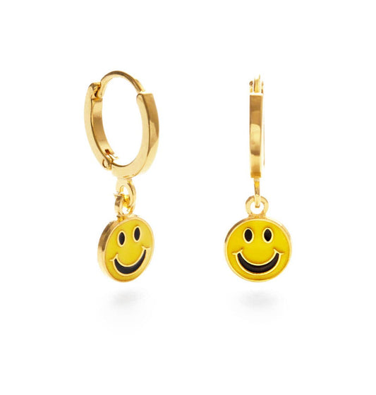 Smiley Face Huggie Hoops
