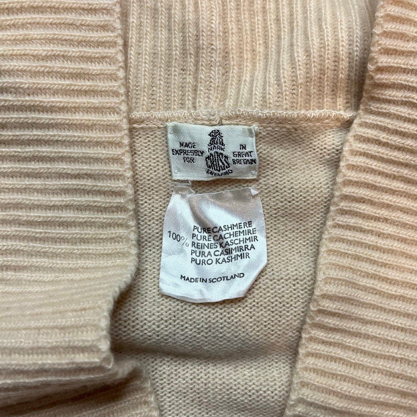Vintage Mark Cross 100% Pure Cashmere Cardigan Sweater Ivory Double Breasted XL