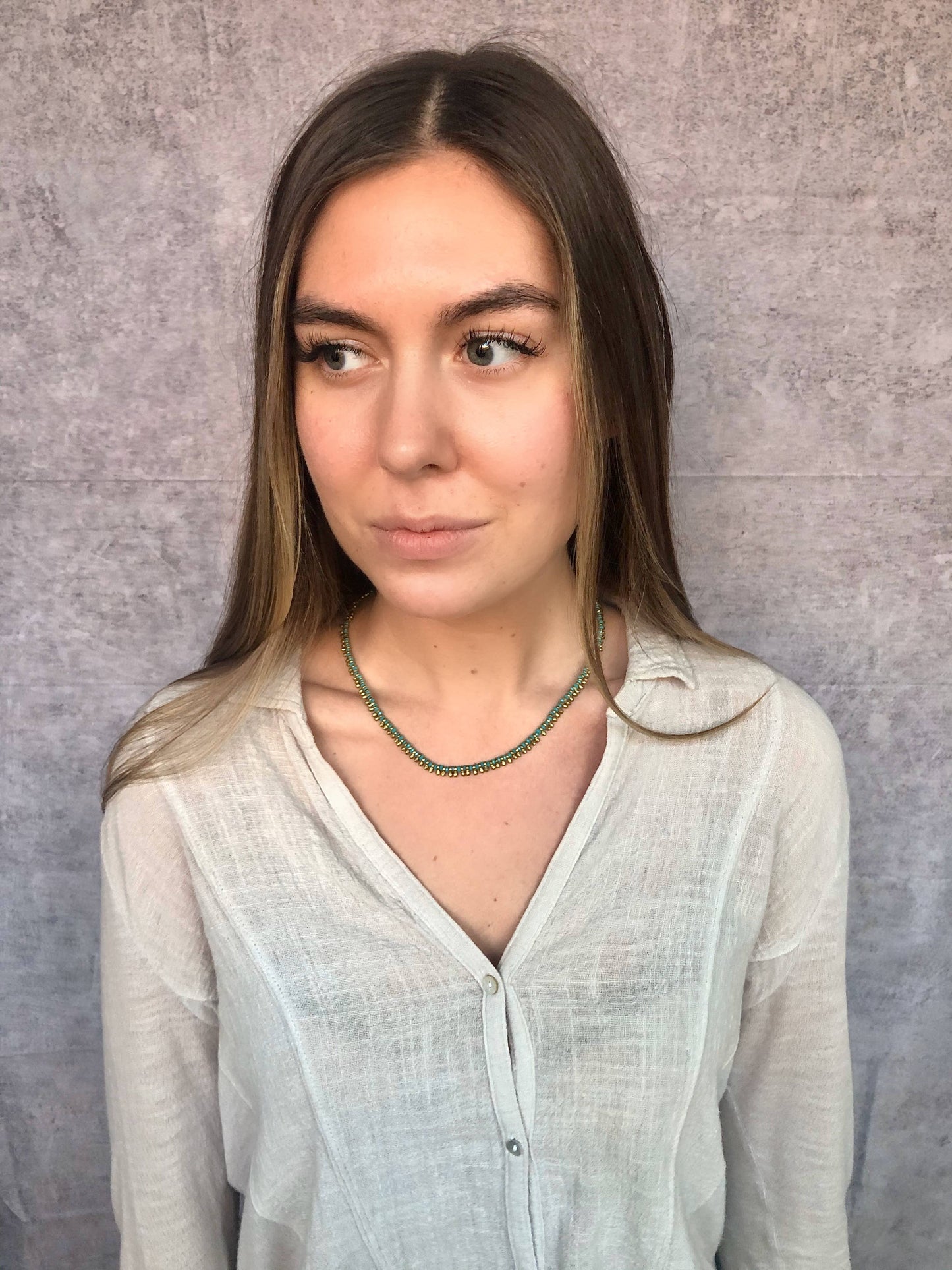 Brass Beaded Short Color Pop Necklace - Best Seller