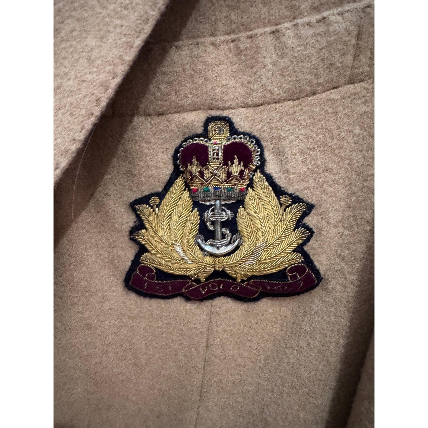 Vintage Camel Wool Ralph Lauren Blazer Crest 3D Men's Large
